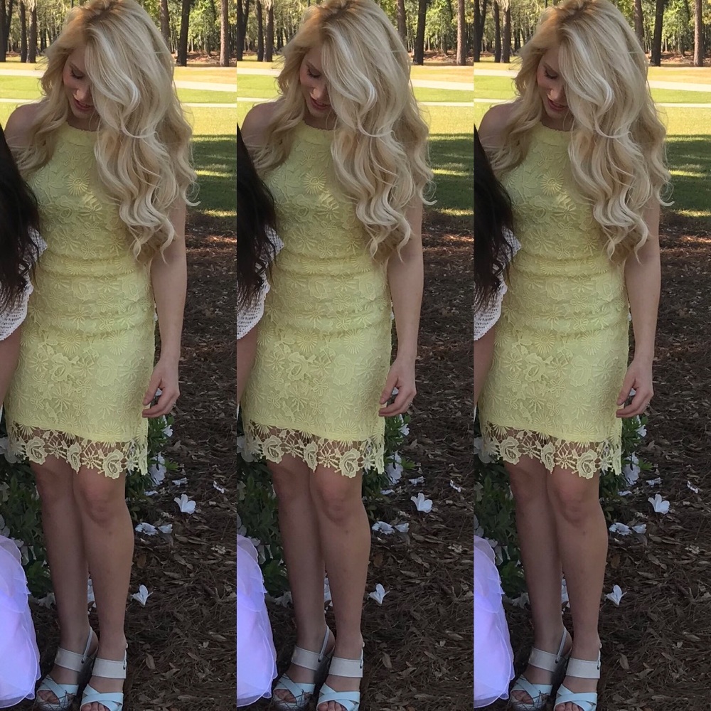Women's Halter Neck Midi Lace Party Cocktail Dress